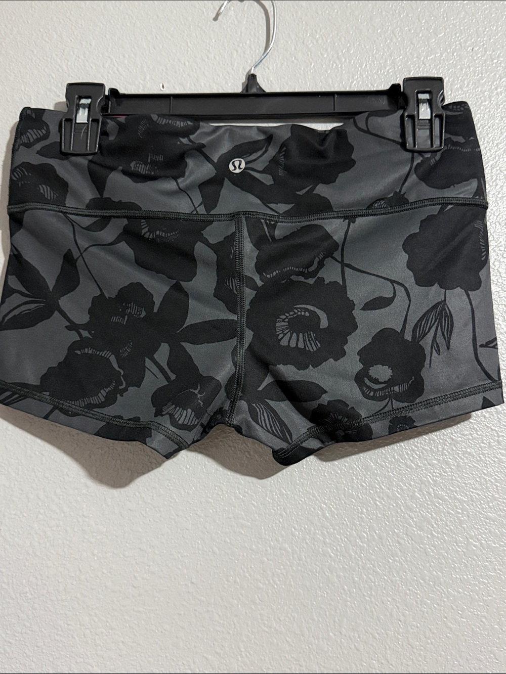 lululemon athletica Black Floral Bike Shorts